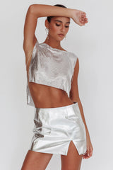 Breakdance Metal Mesh Top Silver