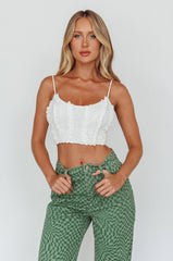Penny Lane Frill Bust Crop Top White