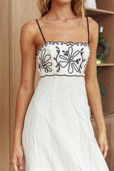 Mondo Scalloped Hem Maxi Dress Embroidered Oat