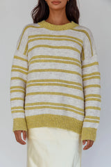 Jona Relaxed Knit Sweater Striped Beige