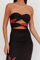 Silah Twist Bodice Maxi Dress Hibiscus Black