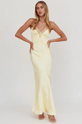 Summer Of Love Lace Trim Maxi Dress Lemon