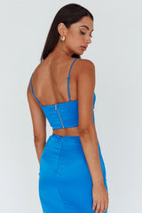 Zeina Satin Crop Top Blue