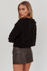 Tera Velvet Bow Cardigan Black