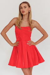 Loveless Strapless Flared Mini Dress Red