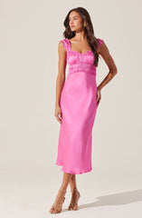 Enola Satin Smocked Midi Dress