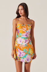 Cerinthe Satin Floral Mini Dress