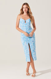 Palmero Floral Ruched Midi Dress