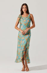 Isabelle Ruffled Cowl Neck Dress