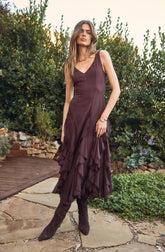 Philomene V-Neck Ruffle Trim Dress