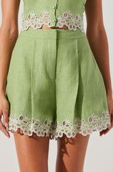 Kiya Linen Embroidered Shorts