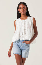 Alisa High Low Eyelet Top