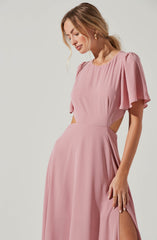 Katrina Flutter Sleeve Back Cutout Maxi Dress