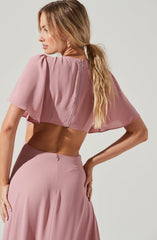 Katrina Flutter Sleeve Back Cutout Maxi Dress