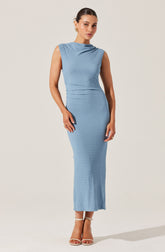 Textured Mock Neck Midi Dress