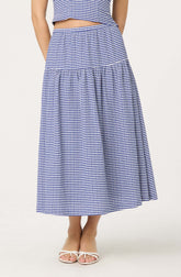 Drop Waist Gingham Midi Skirt