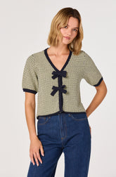 Contrast Bow Front Cardigan