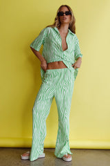 Just A Hunch Button Shirt Zebra Green