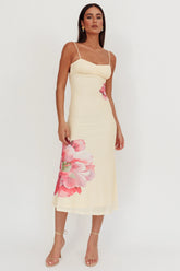 Nerida Gathered Bust Maxi Dress Flowers Yellow