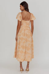 Telma Puff Sleeves Midi Dress Blush