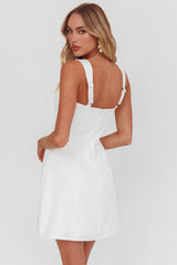 Stealing Sunshine Faux Button Front Mini Dress White