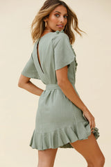 Angelique Tassel Bust Wrap Bottom Dress Olive