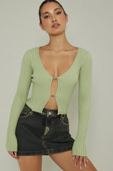 New School Long Sleeve Top Light Sage