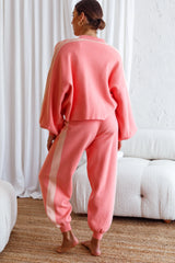 Take Me Back Balloon Sleeve Drop Shoulder Brushed Knit Sweater Peach