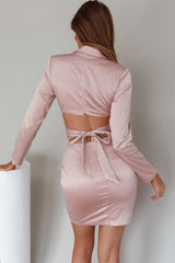 Antoinette Collared Long Sleeve Mini Dress Champagne