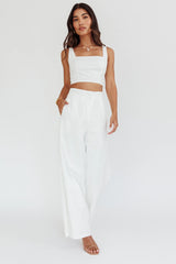 Empire Shirred Back Crop Top White