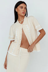 Amalfi Sun Knit Button-Up Shirt Sand