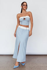 In My Era Buckle Crop Top Washed Blue