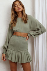 Aubrette Laced Back Crop Top Sage