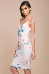 Angeline Floral Print Bodycon Dress Pink