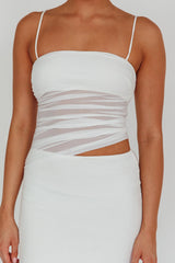 Lorely Ruched Bodice Midi Dress Vanilla