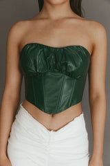 Erikah Strapless Corset Crop Top Hunter