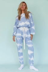 Low Key Dropped Shoulder Ribbed Top Blue