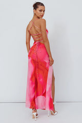 Alejandre Cut-Out Tied Maxi Dress Print Pink
