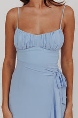 Nerida Waist Tie Asymmetric Dress Steel Blue