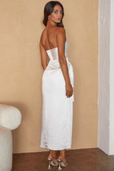 Gianna Strapless Waist Tie Midi Dress White