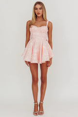 All To You Jacquard Bow Romper Pink