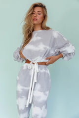 Low Key Dropped Shoulder Ribbed Top Grey