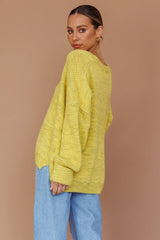 Kayce Dropped Shoulder Knit Sweater Yellow