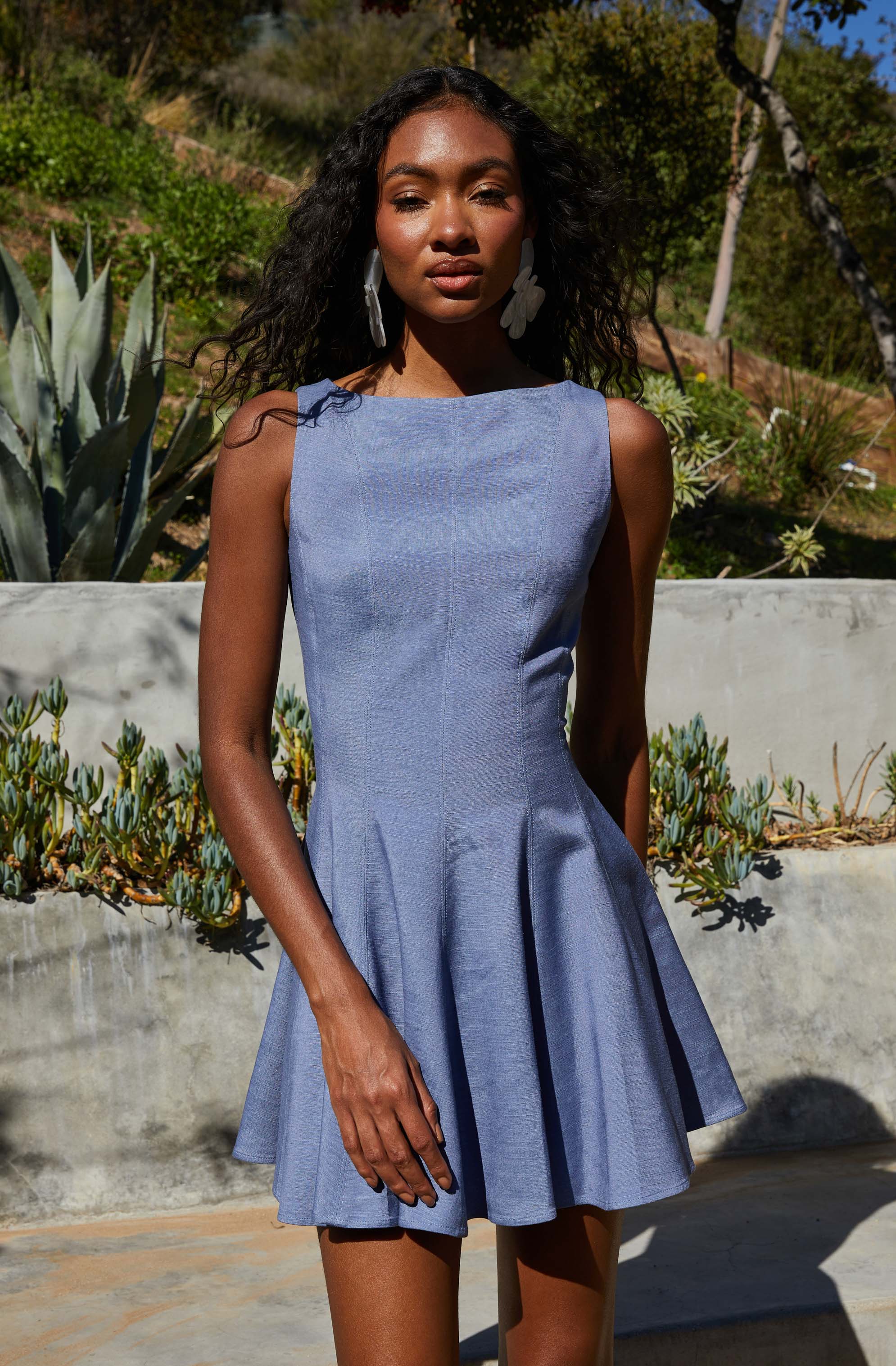 Xaria Linen-Blend Mini Dress