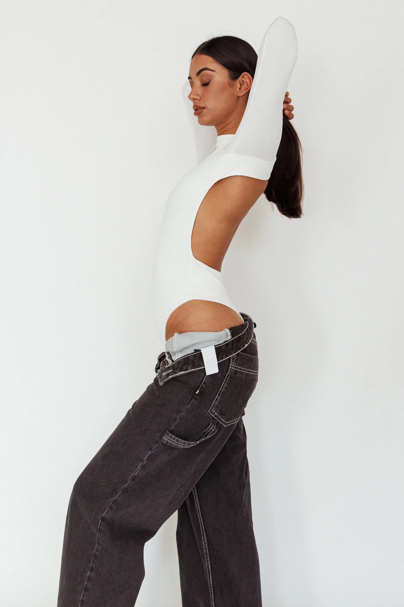 Remy Open Back Bodysuit Off White