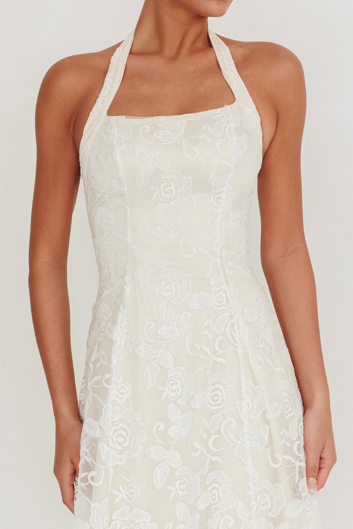 Elliott A-Line Halter Neck Midi Dress White