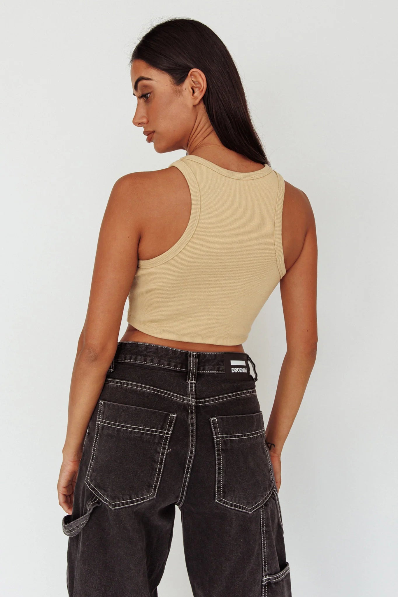 Bryn Racerback Crop Top Sand