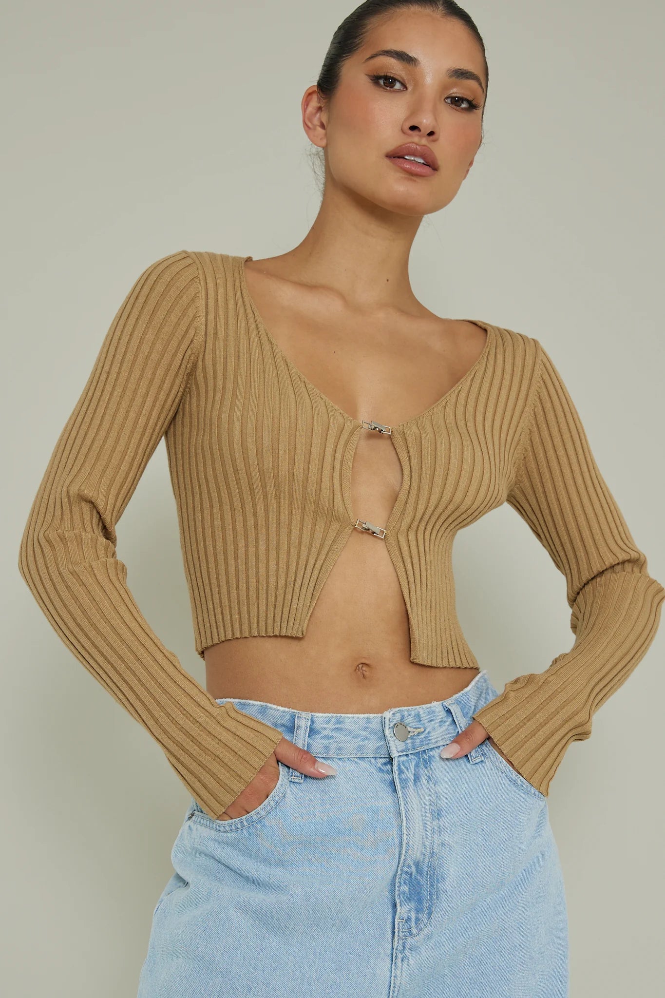 New School Long Sleeve Top Taupe