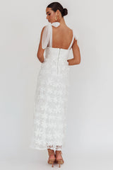 Mykonos Morning Tied Shoulder Tree Maxi Dress White