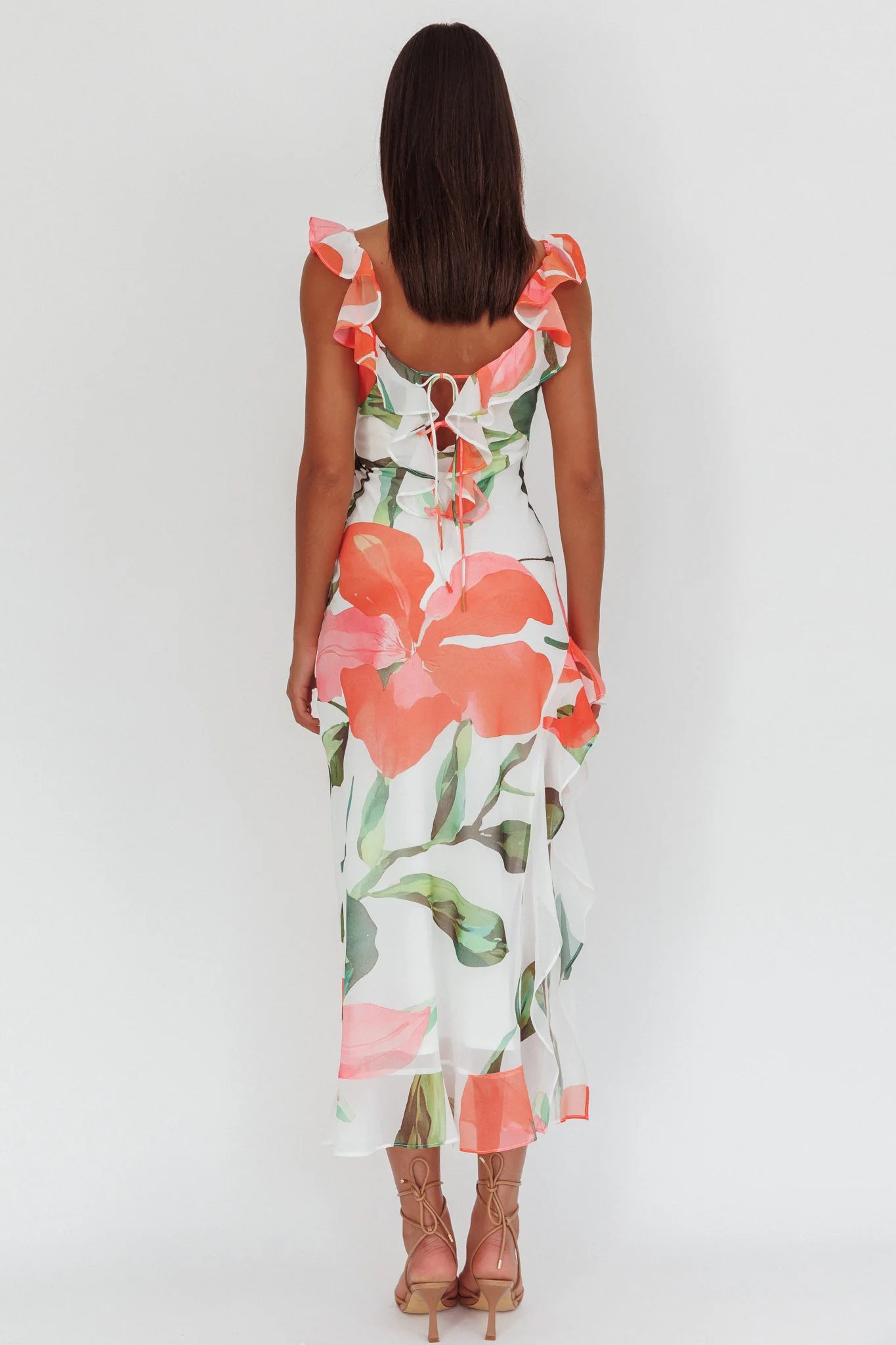 Loula Ruffle Strap Maxi Dress Floral Red